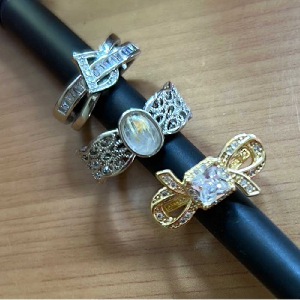 Elegant Gold and Silver Rings Set
